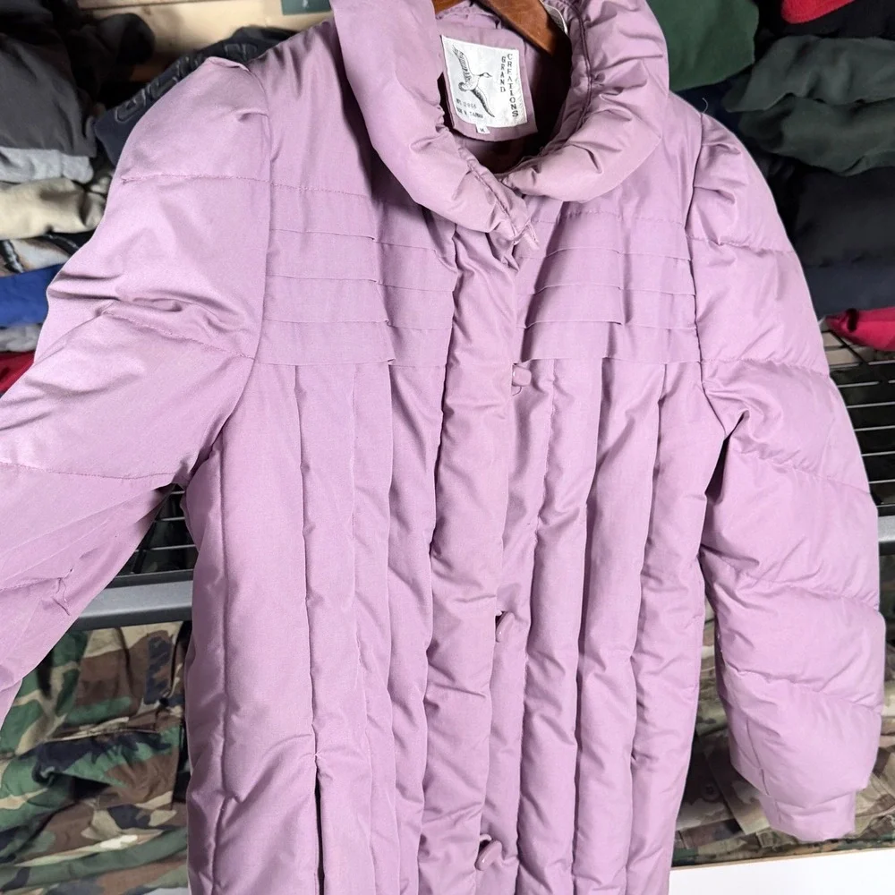 vintage 80's Grand Creations Women Puffer Coat Purple Full Zip Down Fill Medium - Picture 8 of 8